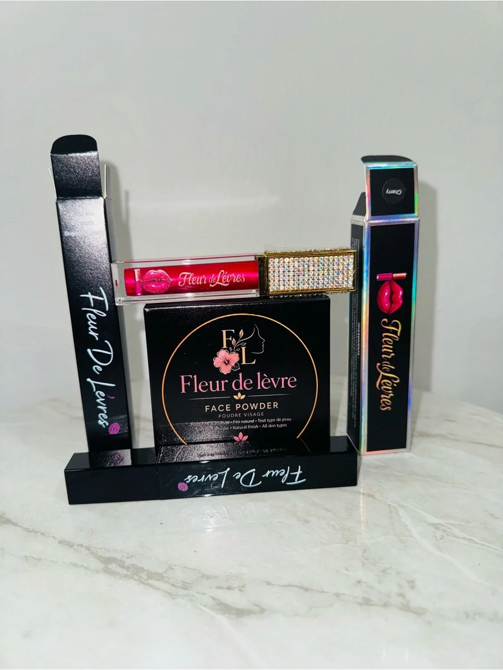 New Balance Fleur de Lèvre Pink Lip Gloss & Black Mascara Set